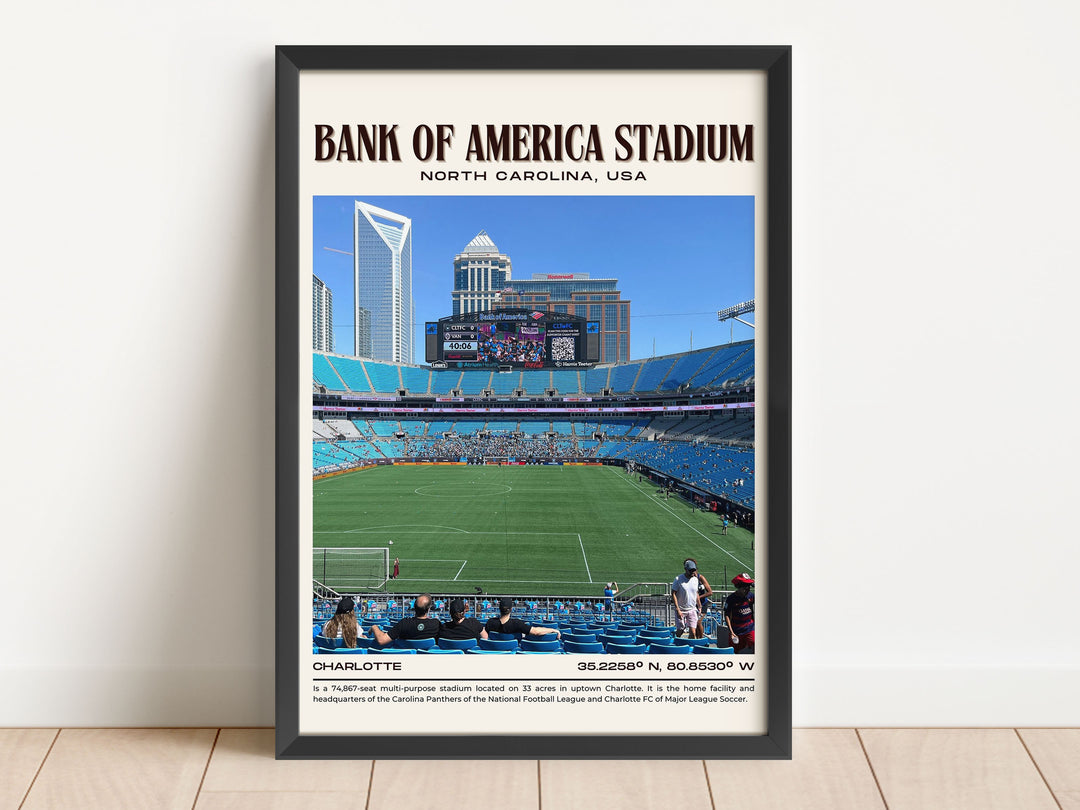 Bank of America Stadium Football Retro Wall Art