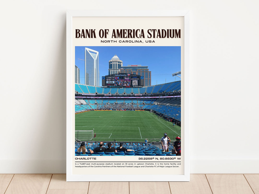 Bank of America Stadium Football Retro Wall Art