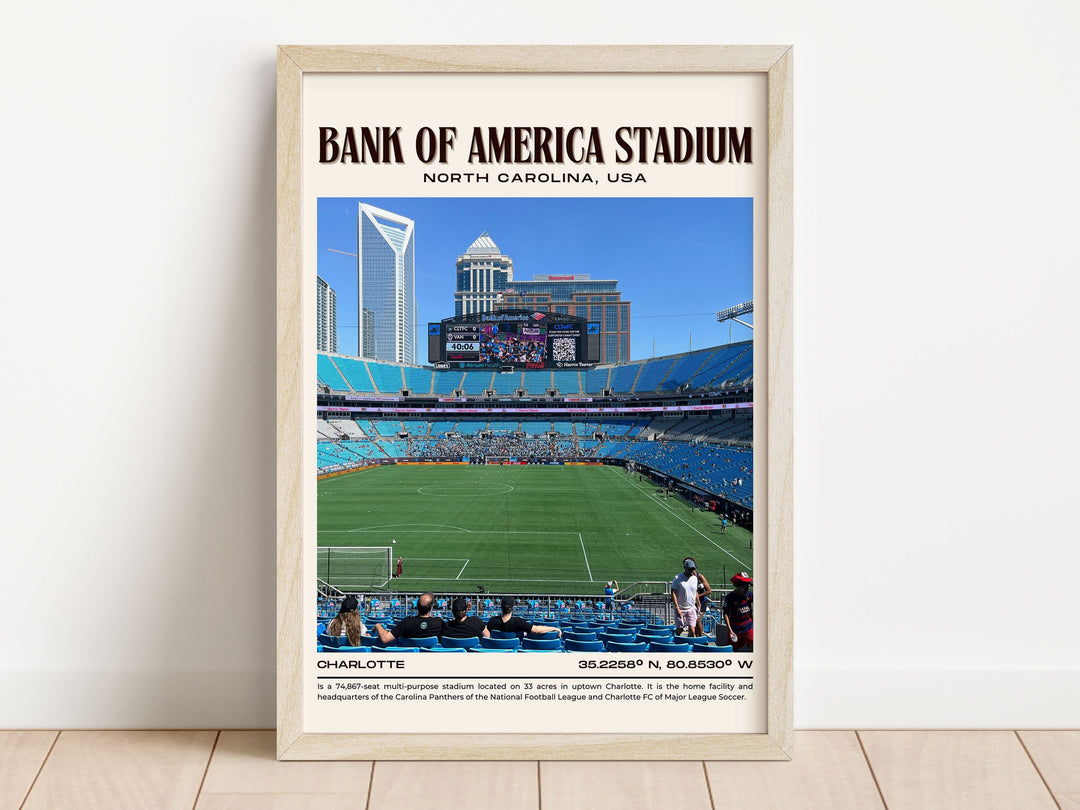 Bank of America Stadium Football Retro Wall Art