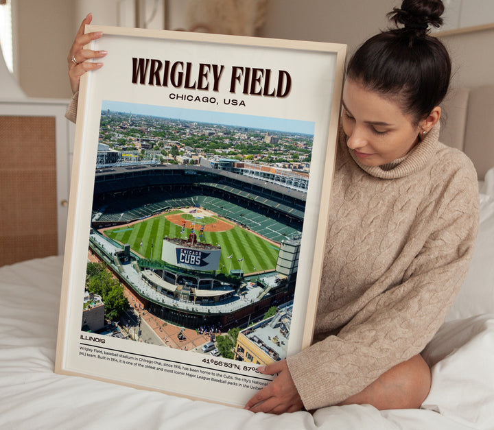 Wrigley Field Stadium Baseball Retro Wall Art