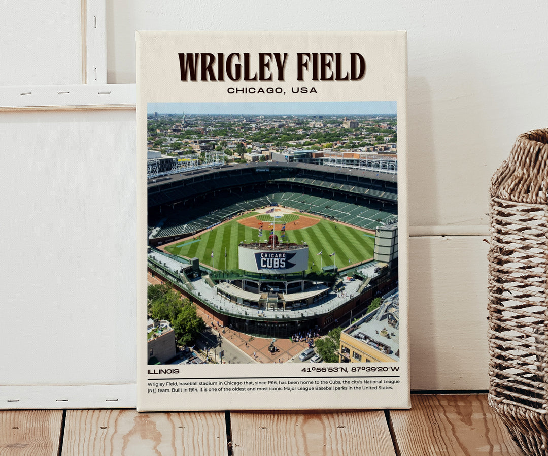 Wrigley Field Stadium Baseball Retro Wall Art