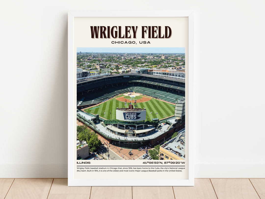 Wrigley Field Stadium Baseball Retro Wall Art