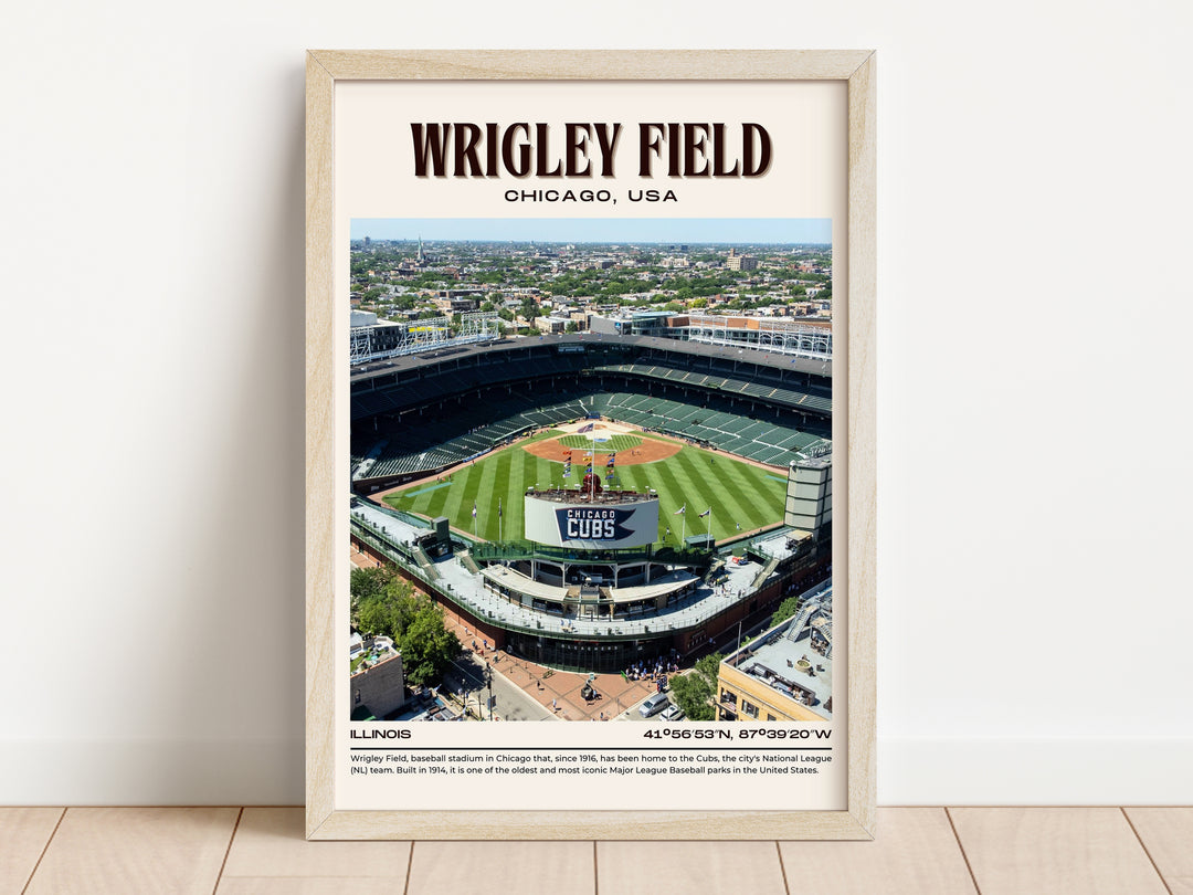 Wrigley Field Stadium Baseball Retro Wall Art