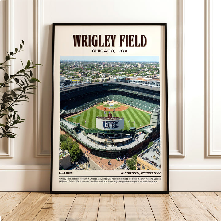 Wrigley Field Stadium Baseball Retro Wall Art