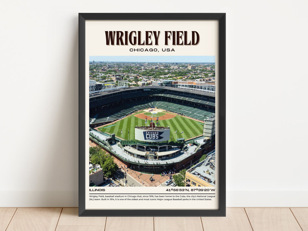 Wrigley Field Stadium Baseball Retro Wall Art