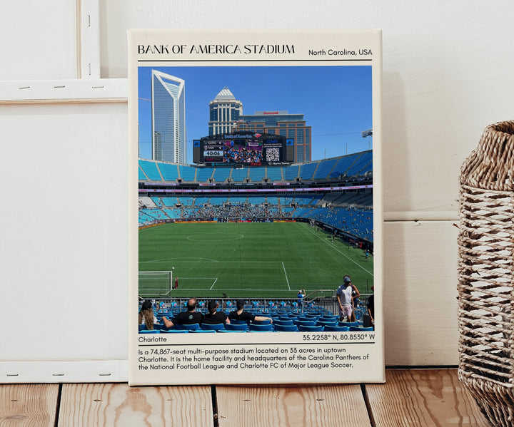 Bank of America Stadium Football Minimal Wall Art