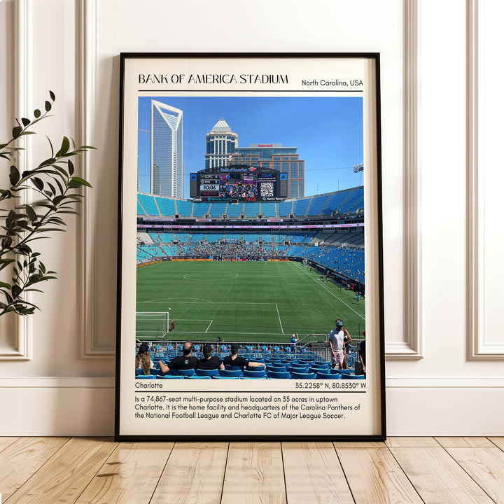 Bank of America Stadium Football Minimal Wall Art