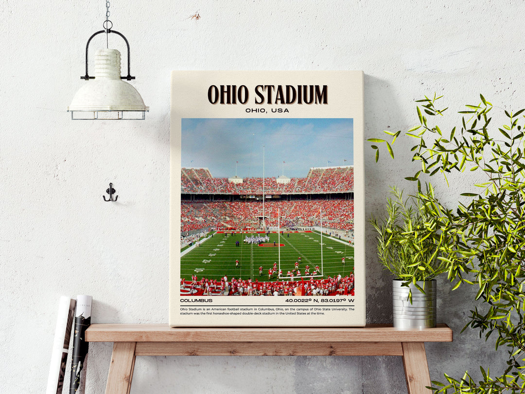 Ohio Stadium Football Retro Wall Art