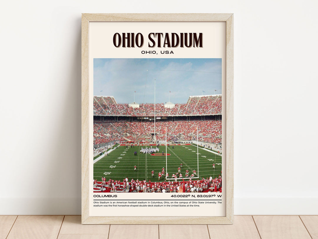 Ohio Stadium Football Retro Wall Art