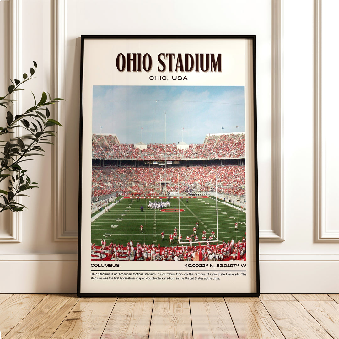 Ohio Stadium Football Retro Wall Art