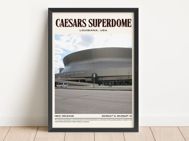 Caesars Superdome Stadium Football Retro Wall Art