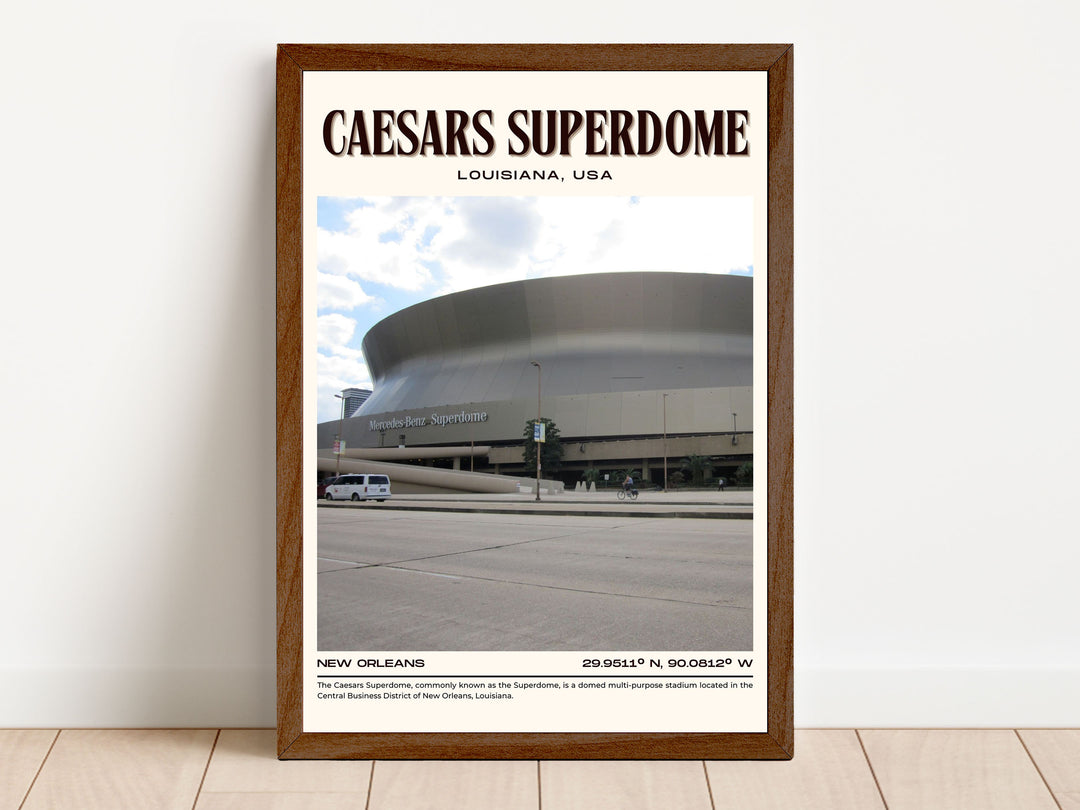 Caesars Superdome Stadium Football Retro Wall Art