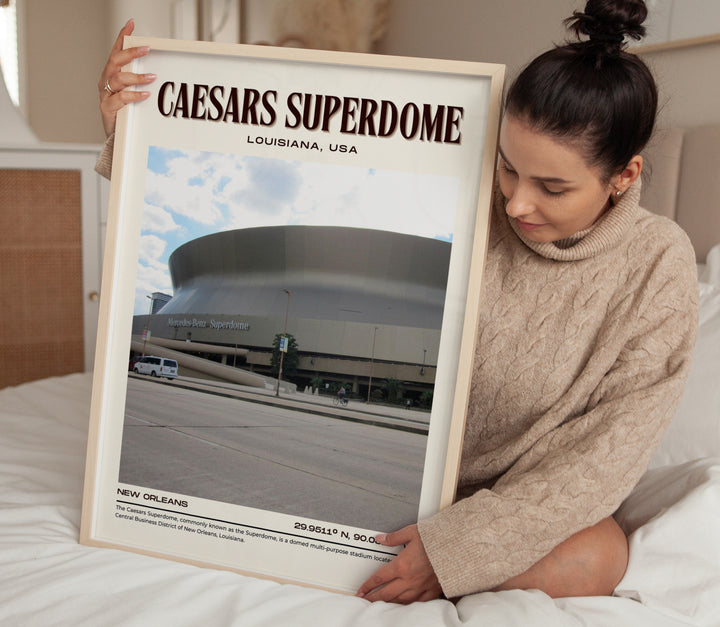 Caesars Superdome Stadium Football Retro Wall Art