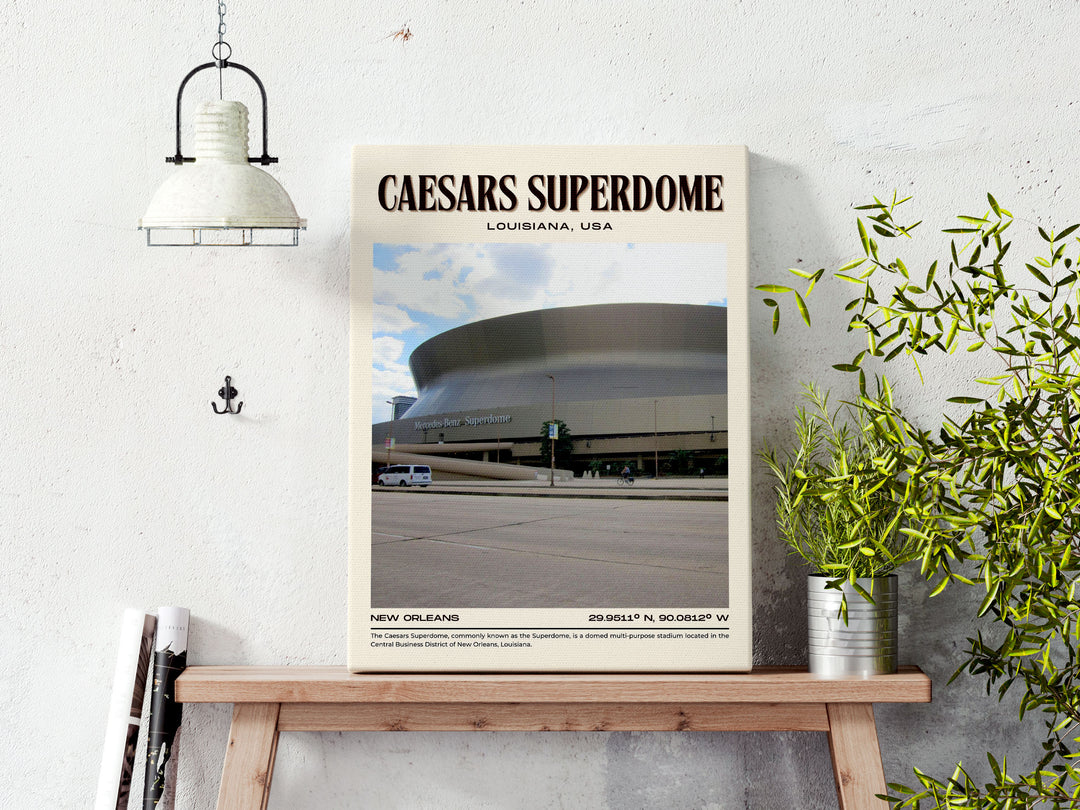 Caesars Superdome Stadium Football Retro Wall Art