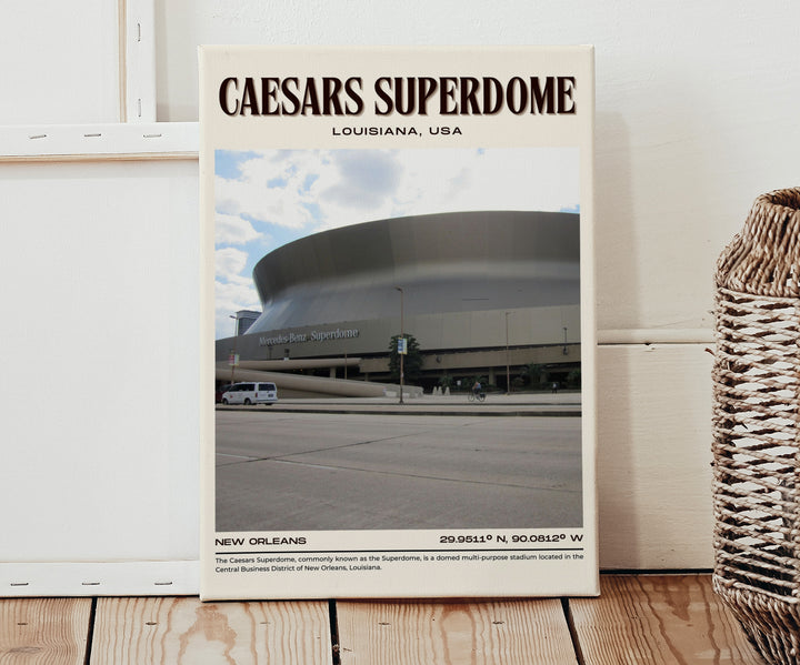 Caesars Superdome Stadium Football Retro Wall Art