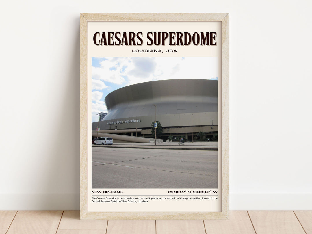 Caesars Superdome Stadium Football Retro Wall Art