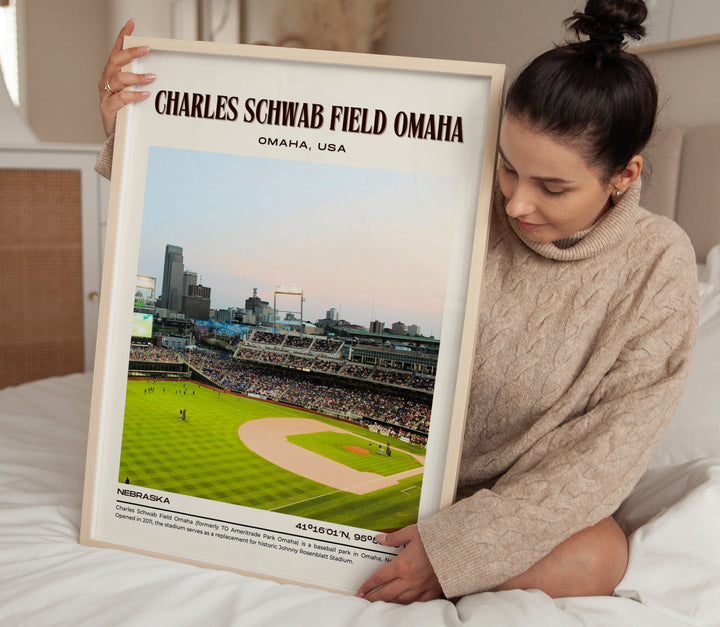 Charles Schwab Field Omaha Stadium Baseball Retro Wall Art