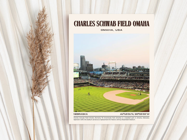 Charles Schwab Field Omaha Stadium Baseball Retro Wall Art