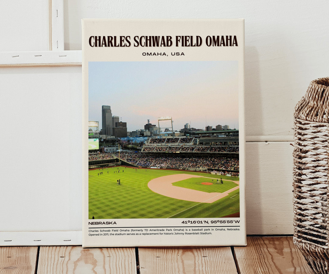 Charles Schwab Field Omaha Stadium Baseball Retro Wall Art