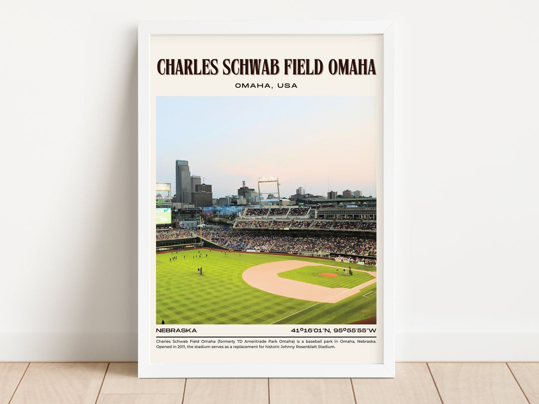 Charles Schwab Field Omaha Stadium Baseball Retro Wall Art