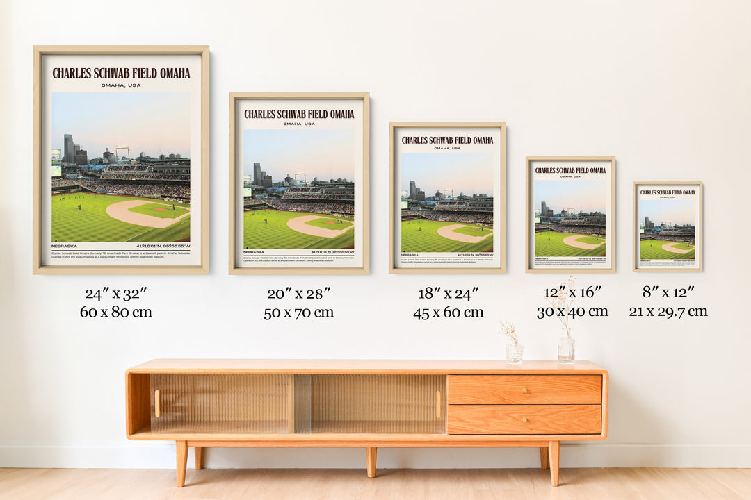 Charles Schwab Field Omaha Stadium Baseball Retro Wall Art