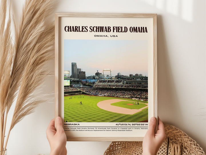 Charles Schwab Field Omaha Stadium Baseball Retro Wall Art