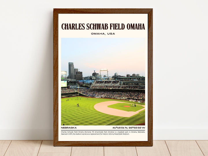 Charles Schwab Field Omaha Stadium Baseball Retro Wall Art