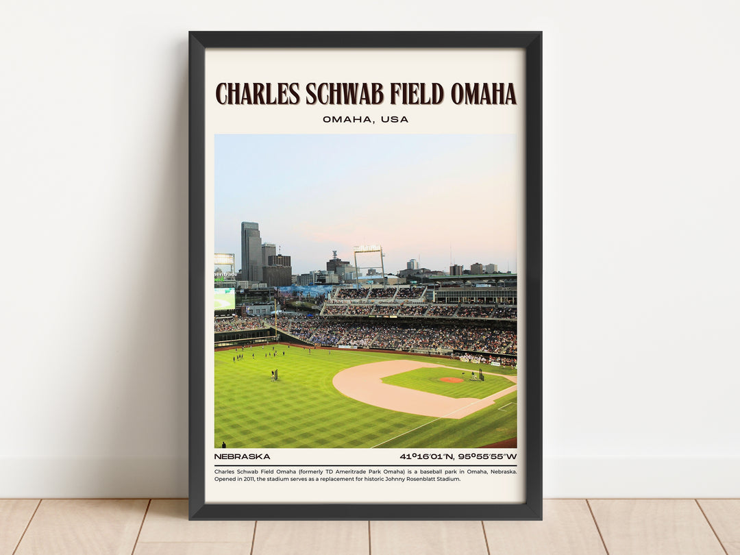 Charles Schwab Field Omaha Stadium Baseball Retro Wall Art