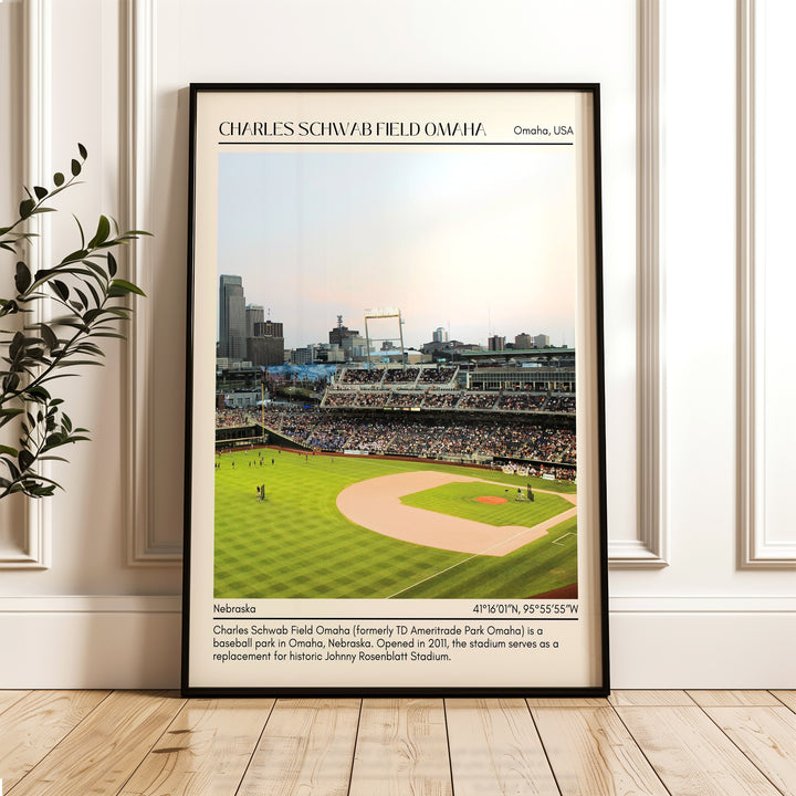 Charles Schwab Field Omaha Stadium Baseball Minimal Wall Art