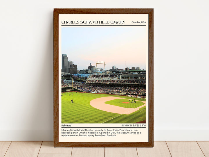 Charles Schwab Field Omaha Stadium Baseball Minimal Wall Art