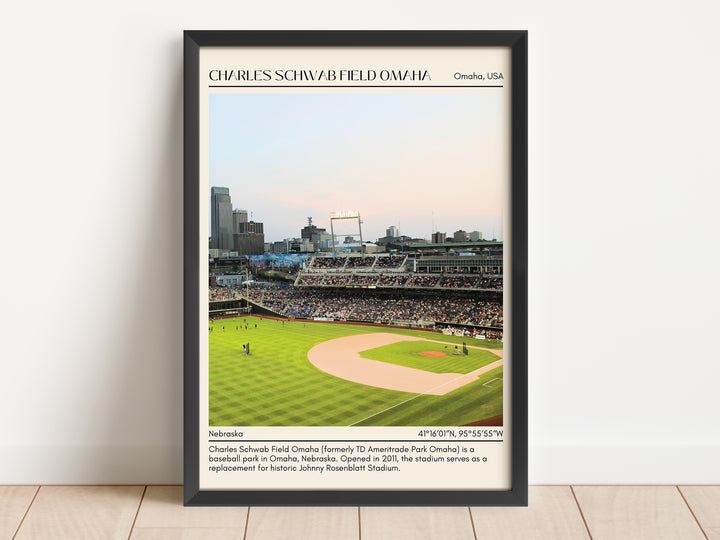 Charles Schwab Field Omaha Stadium Baseball Minimal Wall Art