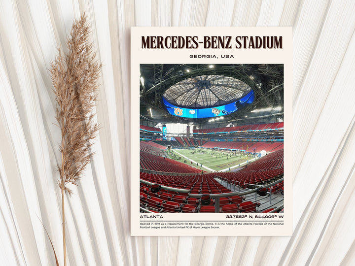 Mercedes-Benz Stadium Football Retro Wall Art