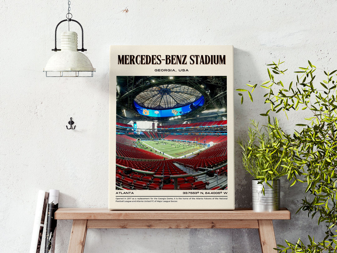 Mercedes-Benz Stadium Football Retro Wall Art