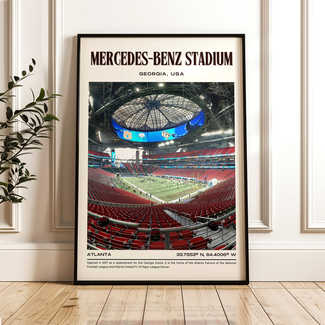 Mercedes-Benz Stadium Football Retro Wall Art