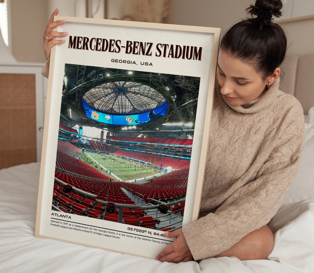 Mercedes-Benz Stadium Football Retro Wall Art