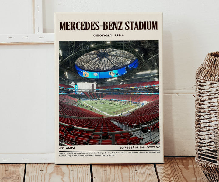 Mercedes-Benz Stadium Football Retro Wall Art