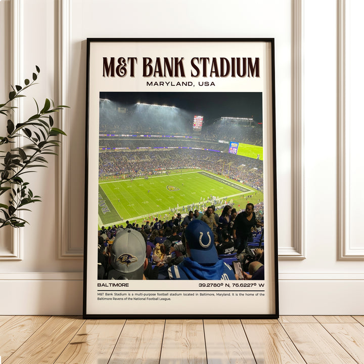 M&T Bank Stadium Football Retro Wall Art