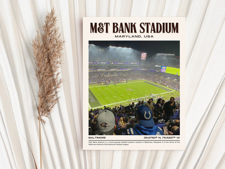 M&T Bank Stadium Football Retro Wall Art