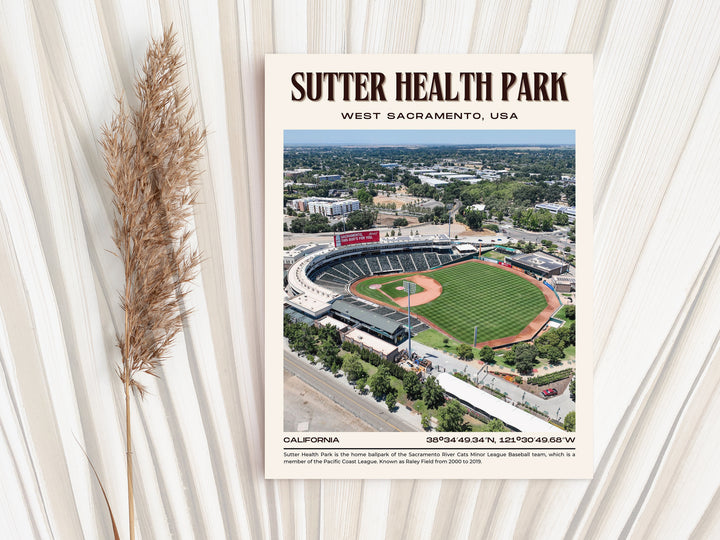 Sutter Health Park Stadium Baseball Retro Wall Art