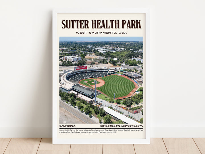 Sutter Health Park Stadium Baseball Retro Wall Art