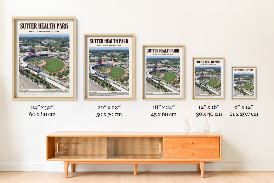 Sutter Health Park Stadium Baseball Retro Wall Art