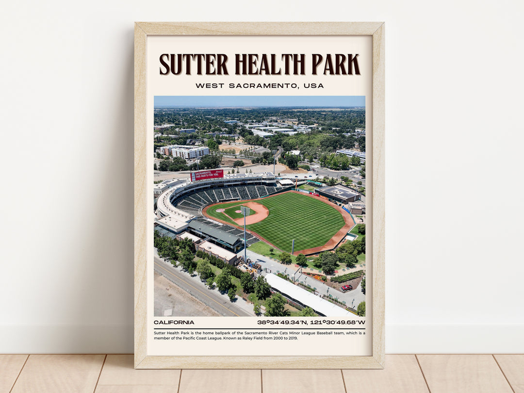 Sutter Health Park Stadium Baseball Retro Wall Art