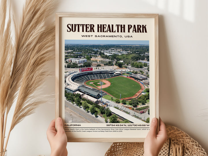 Sutter Health Park Stadium Baseball Retro Wall Art