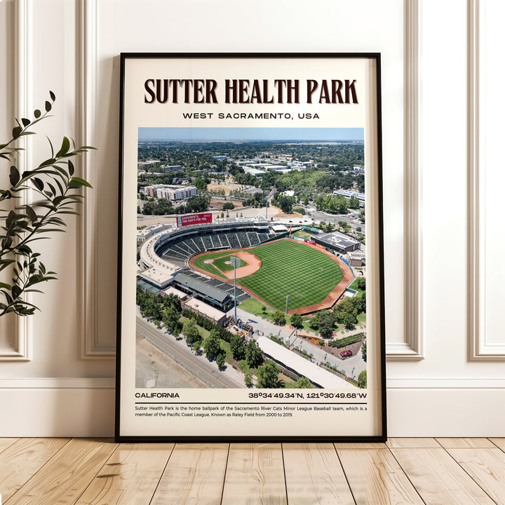 Sutter Health Park Stadium Baseball Retro Wall Art