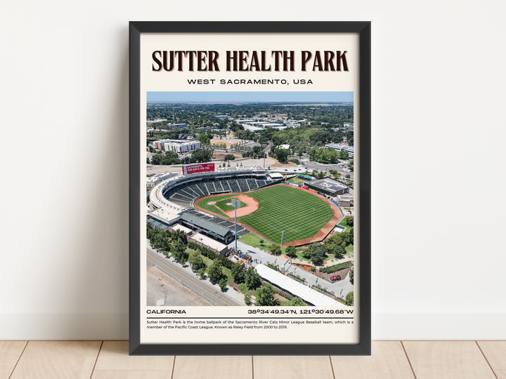 Sutter Health Park Stadium Baseball Retro Wall Art