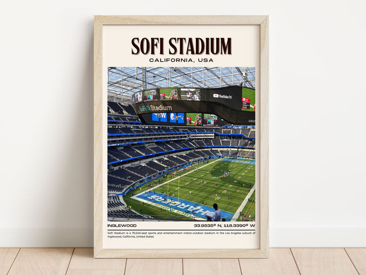 SoFi Stadium Football Retro Wall Art