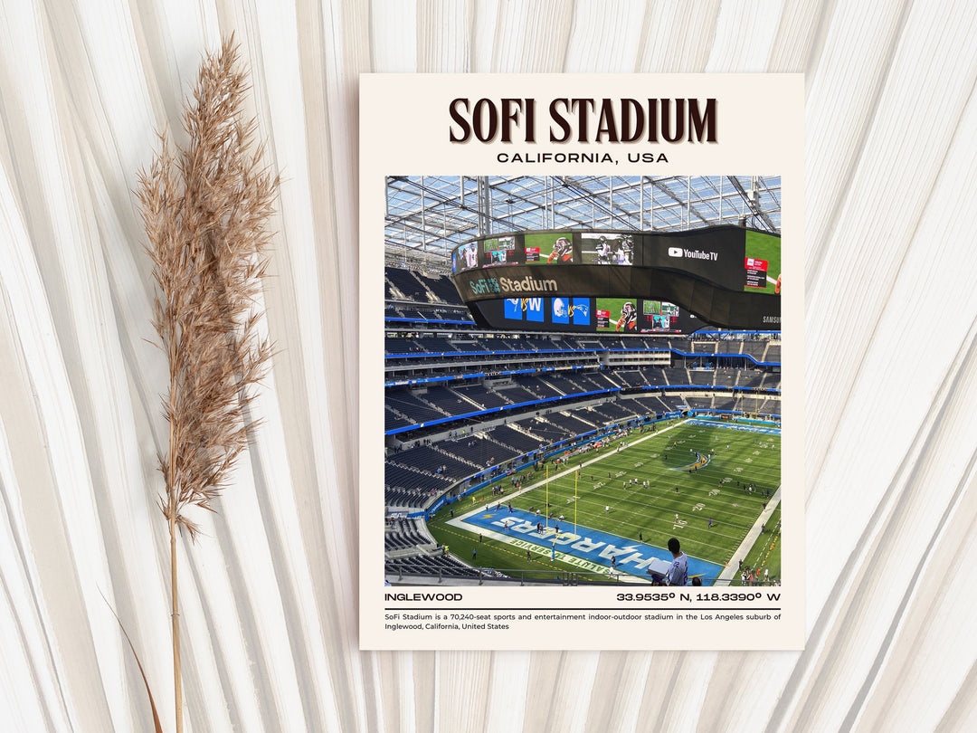 SoFi Stadium Football Retro Wall Art