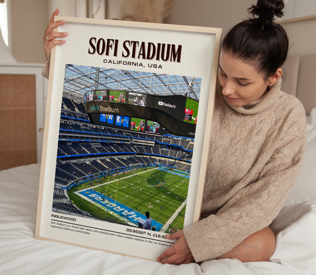 SoFi Stadium Football Retro Wall Art