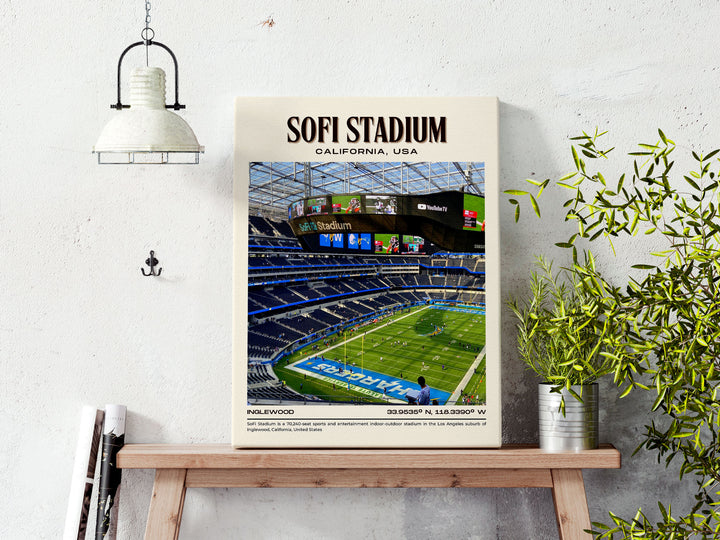 SoFi Stadium Football Retro Wall Art