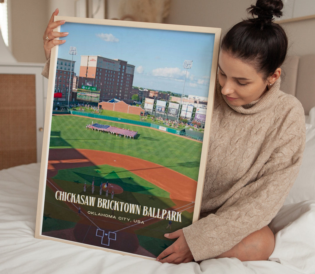 Chickasaw Bricktown Ballpark Stadium Baseball Wall Art